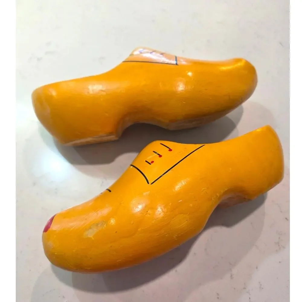 Vintage Hand painted Dutch Wooden Clog Shoes